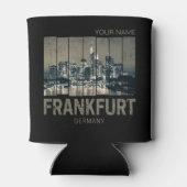 Frankfurt Duitsland Skyline Retro  Souvenir Blikjeskoeler (Achterkant)