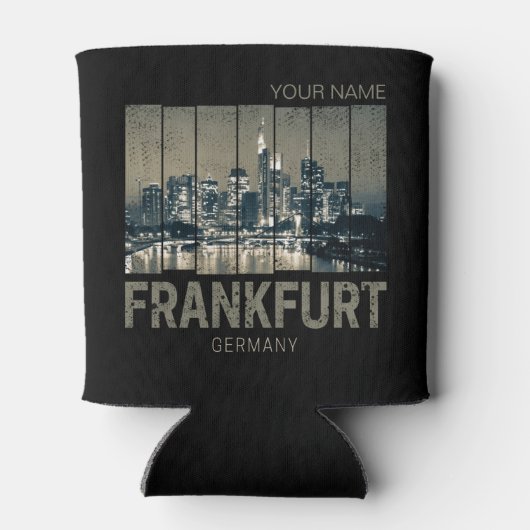 Frankfurt Duitsland Skyline Retro  Souvenir Blikjeskoeler (Achterkant)