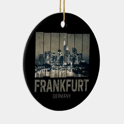 Frankfurt Duitsland Skyline Retro  Souvenir Keramisch Ornament (Rechts)