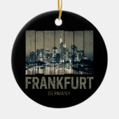 Frankfurt Duitsland Skyline Retro  Souvenir Keramisch Ornament (Voorkant)