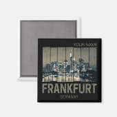 Frankfurt Duitsland Skyline Retro  Souvenir Magneet (Voorkant / Achterkant)