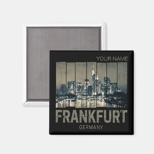 Frankfurt Duitsland Skyline Retro Souvenir Magneet (Voorkant / Achterkant)