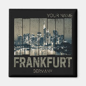 Frankfurt Duitsland Skyline Retro  Souvenir Magneet (Voorkant)