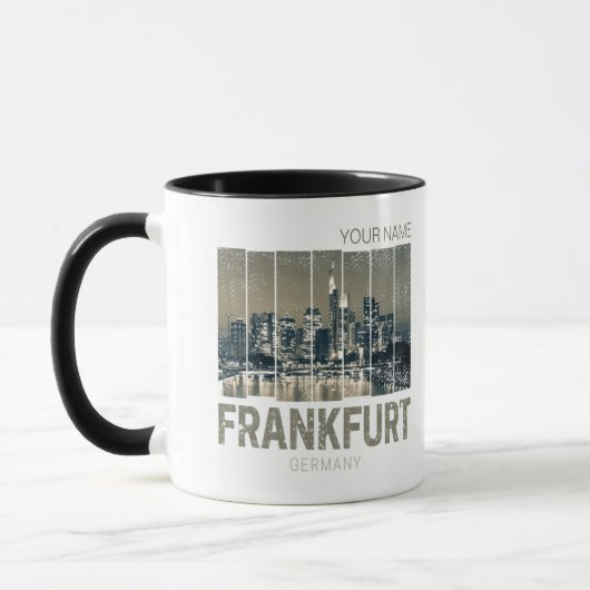 Frankfurt Duitsland Skyline Retro Souvenir Mok (Links)
