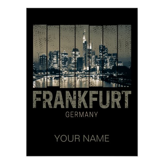 Frankfurt Duitsland Skyline Retro Souvenir Perfect Poster (Voorkant)