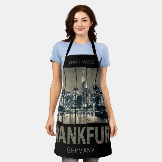 Frankfurt Duitsland Skyline Retro  Souvenir Schort (Gedragen)