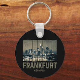 Frankfurt Duitsland Skyline Retro Souvenir Sleutelhanger