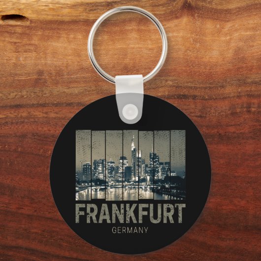 Frankfurt Duitsland Skyline Retro  Souvenir Sleutelhanger (Voorkant)