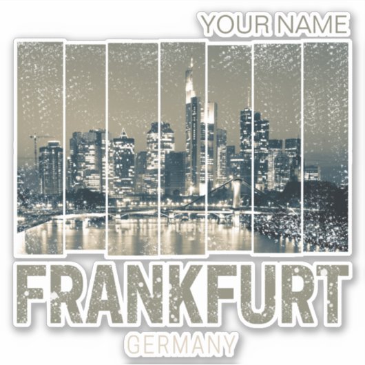 Frankfurt Duitsland Skyline Retro  Souvenir Sticker (Voorkant)