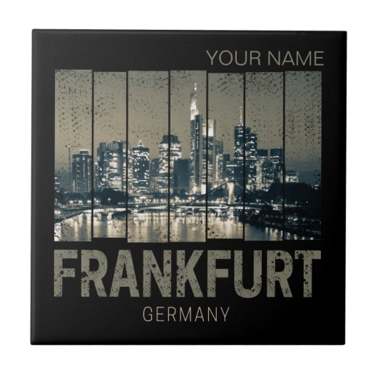 Frankfurt Duitsland Skyline Retro Souvenir Tegeltje (Voorkant)