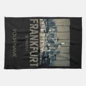 Frankfurt Duitsland Skyline Retro Souvenir Theedoek (Horizontaal)