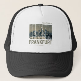 Frankfurt Duitsland Skyline Retro Souvenir Trucker Pet
