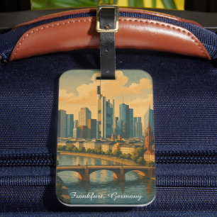 Frankfurt Duitsland Skyline Vintage Travel Bagagelabel