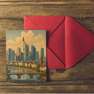 Frankfurt Duitsland Skyline Vintage Travel Briefkaart