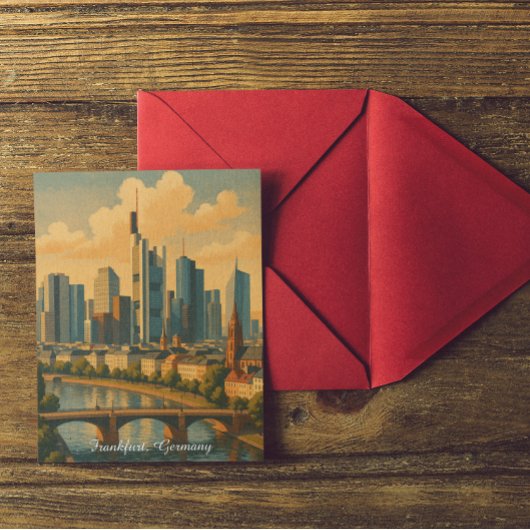 Frankfurt Duitsland Skyline Vintage Travel Briefkaart