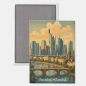 Frankfurt Duitsland Skyline Vintage Travel Magneet (Voorkant / Achterkant)