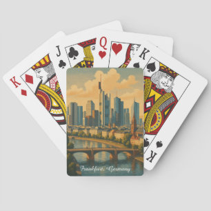 Frankfurt Duitsland Skyline Vintage Travel Pokerkaarten