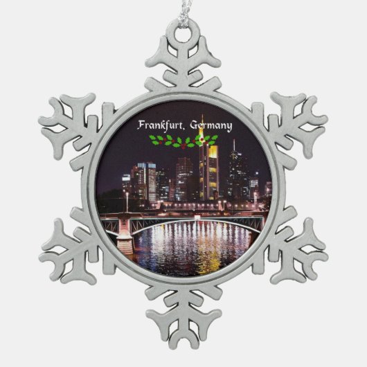 Frankfurt, Duitsland Tin Sneeuwvlok Ornament (Voorkant)
