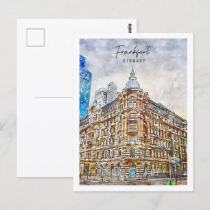 Frankfurt Duitsland Travel Place Waterverf Briefkaart