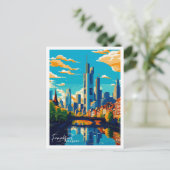Frankfurt Duitsland vintage reisillustratie Briefkaart (Staand voorkant)