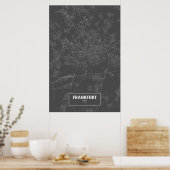 Frankfurt, Duitsland (wit op zwart) Poster (Keuken)