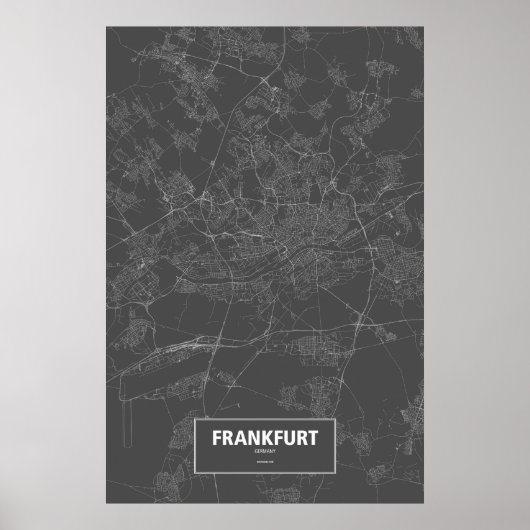 Frankfurt, Duitsland (wit op zwart) Poster (Voorkant)