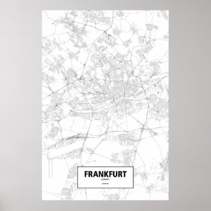 Frankfurt, Duitsland (zwart op wit) Poster