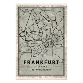 Frankfurt Duitstalige map print poster canvas
