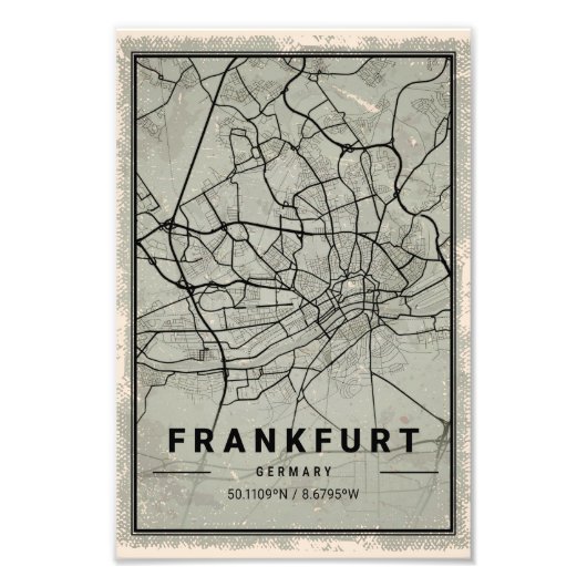 Frankfurt Duitstalige map print poster canvas (Voorkant)