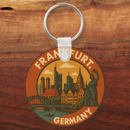 Frankfurt German Skyline Sleutelhanger (Voorkant)