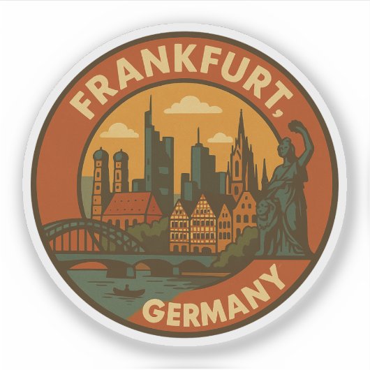 Frankfurt German Skyline Sticker (Voorkant)