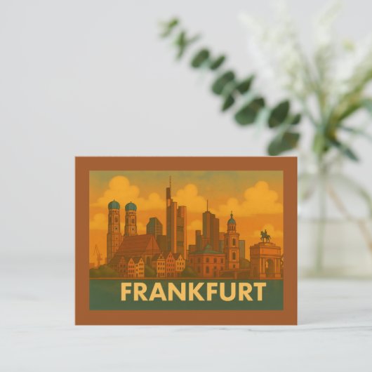 Frankfurt Germany City Art Briefkaart (Staand voorkant)