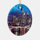 Frankfurt - Main Duitsland - Mainhattan Skyline Keramisch Ornament (Rechts)