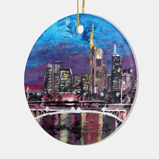 Frankfurt - Main Duitsland - Mainhattan Skyline Keramisch Ornament (Links)