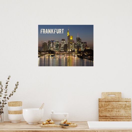 Frankfurt Skyline Duitsland  Souvenir cadeau Poster (Keuken)