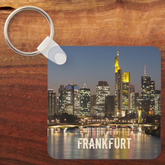 Frankfurt Skyline Duitsland Souvenir cadeau Sleutelhanger (Voorkant)