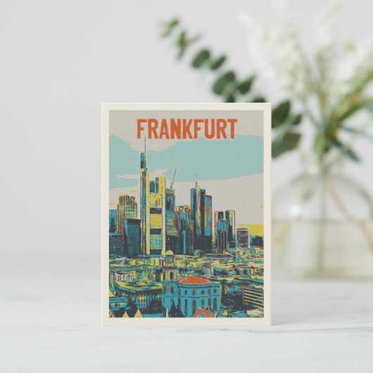 Frankfurt Skyline, het financiële centrum van Duit Briefkaart (Staand voorkant)