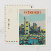 Frankfurt Skyline, het financiële centrum van Duit Briefkaart (Voorkant / Achterkant)