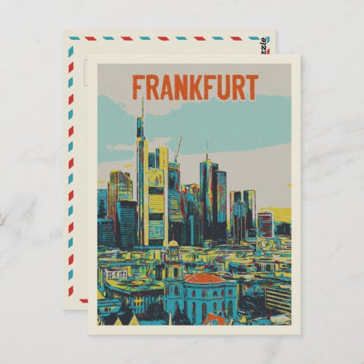 Frankfurt Skyline, het financiële centrum van Duit Briefkaart (Voorkant / Achterkant)