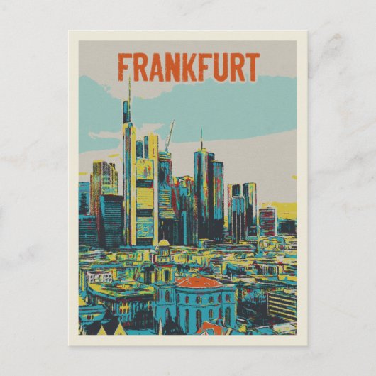 Frankfurt Skyline, het financiële centrum van Duit Briefkaart (Voorkant)