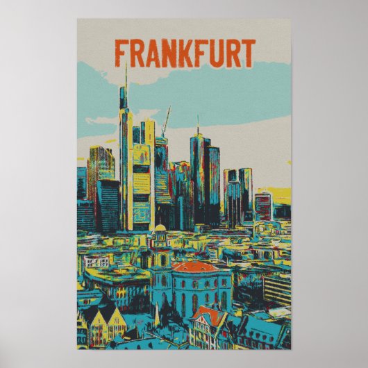 Frankfurt Skyline, het financiële centrum van Duit Poster (Voorkant)