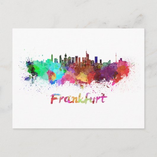 Frankfurt skyline in waterverf briefkaart (Voorkant)