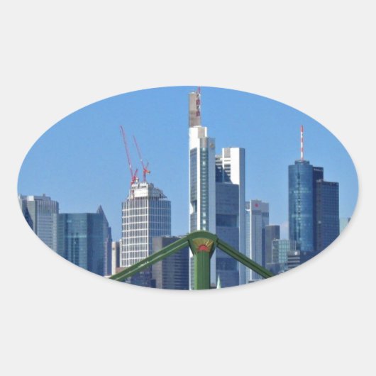 Frankfurt skyline ovale sticker (Voorkant)