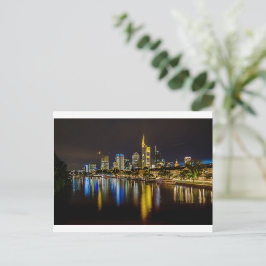 Frankfurt Skyline te Night Briefkaart (Staand voorkant)