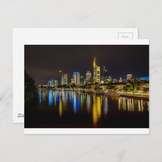 Frankfurt Skyline te Night Briefkaart (Voorkant / Achterkant)