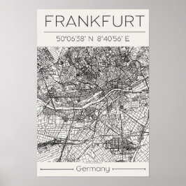 Frankfurt Stadkaart Poster Moderne Minimalistische