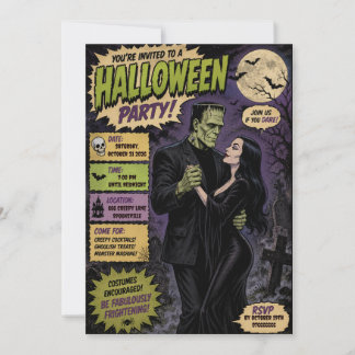 Franki & Morticia Halloween-feestuitnodiging Kaart