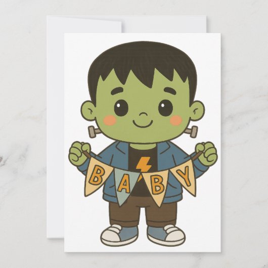 Frankie Boo Crew Baby Shower Invitation – Editable Kaart (Voorkant)