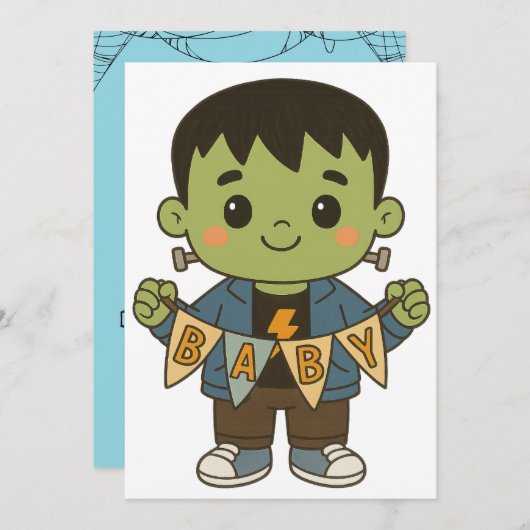 Frankie Boo Crew Baby Shower Invitation – Editable Kaart (Voorkant / Achterkant)