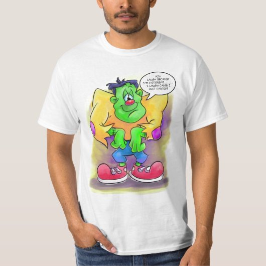 Frankie met grappige cartoon citaat t-shirt (Voorkant)